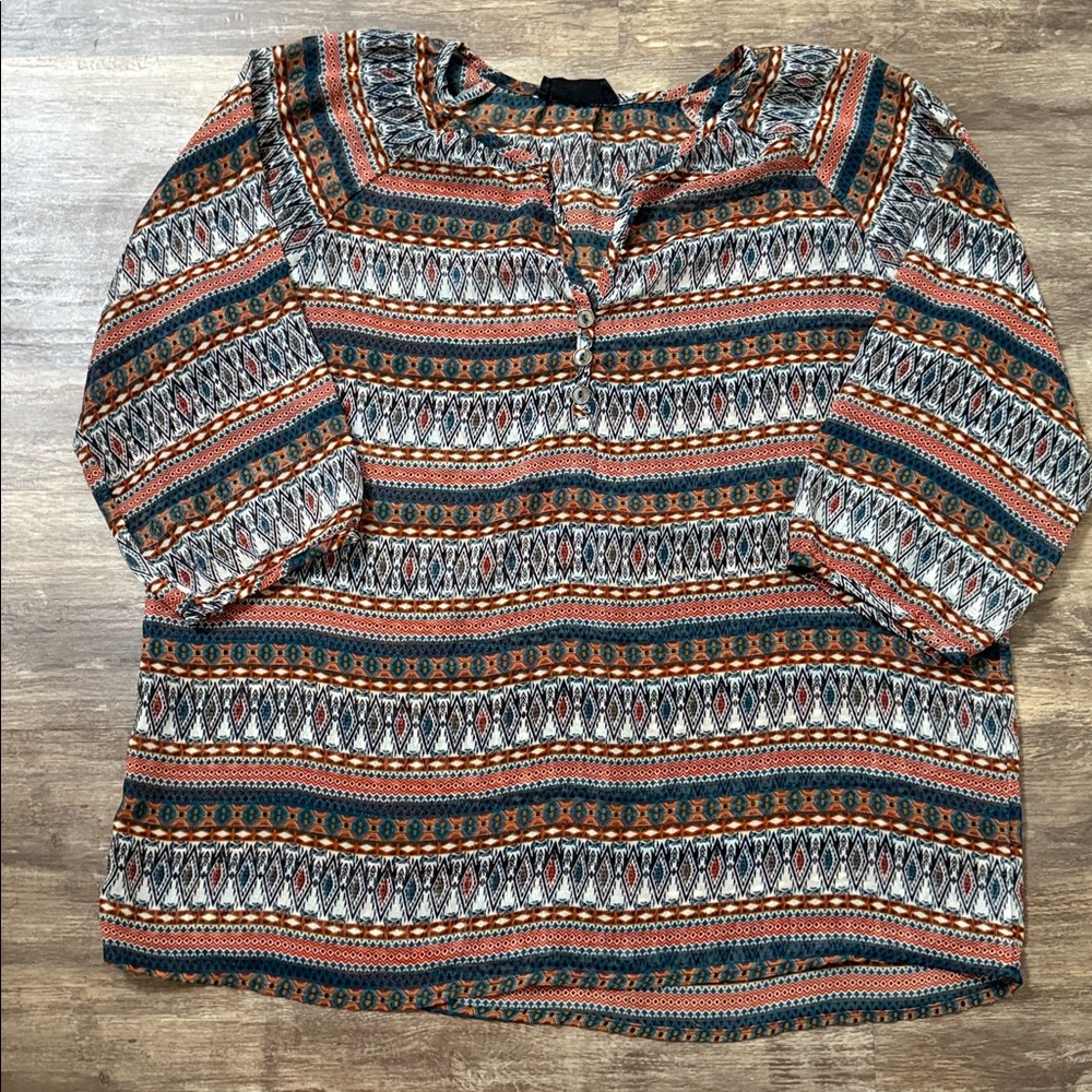 Peach Lobe Bohemian Patterned Blouse
